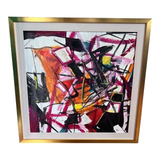 Late 20th Century Juan Guzman, Bold & Colorful Abstract Painting For Sale