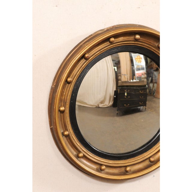 19th C. Bulls-Eye Mirror, Black & Bronze For Sale - Image 11 of 11