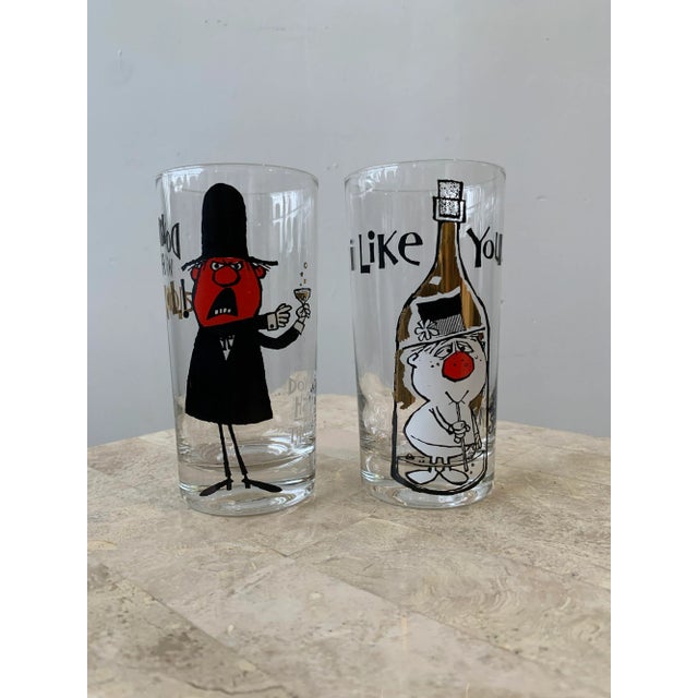 Mid Century Humorous Novelty Cocktail Glasses, Set of 8, Circa 1960s Chairish