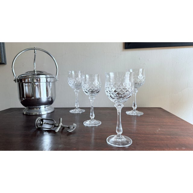 Vintage 1980s Mikasa Chateau Crystal Pattern Goblets - Set of 9 For Sale - Image 12 of 13