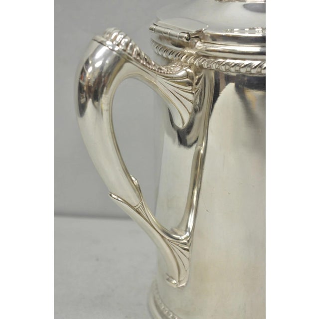 Antique English Victorian Silver Plated Enamel Line Large Beverage Water Pitcher For Sale - Image 10 of 18