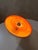 Vintage Space Age table lamp from France, 1970s, with an orange glass dome and white metal base. The round, bowl-like...