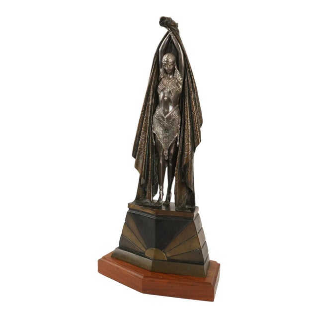 Art Deco Bronze 999 Silver Antinea Sculpture Attr Chiparus For Sale - Image 4 of 18