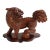 Antique Japanese Wood Shishi Foo Dog Lion Okimono Meiji Taisho Inlaid Eyes 10.5” For Sale