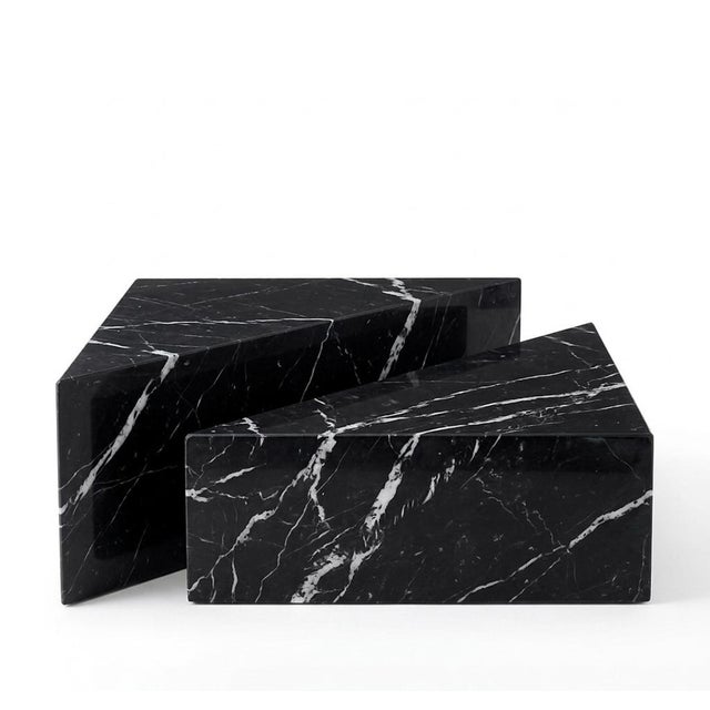 Stone Triangular Tables in Nero Marquinia Marble by Andrea Grasso, Set of 2 For Sale - Image 7 of 7