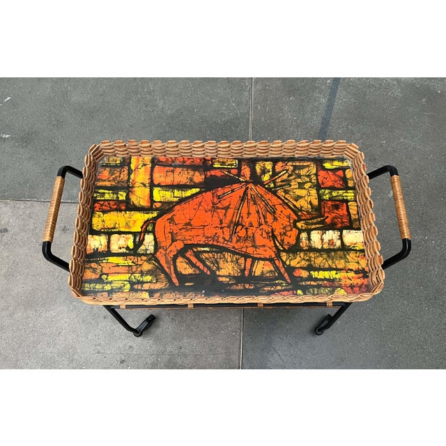 Black Mid-Century Modern German Serving Cart with Tray, 1960s For Sale - Image 8 of 18