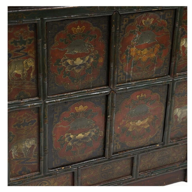 Traditional Mid 20th Century Tibetan Paint Decorated Storage Cabinet For Sale - Image 3 of 5