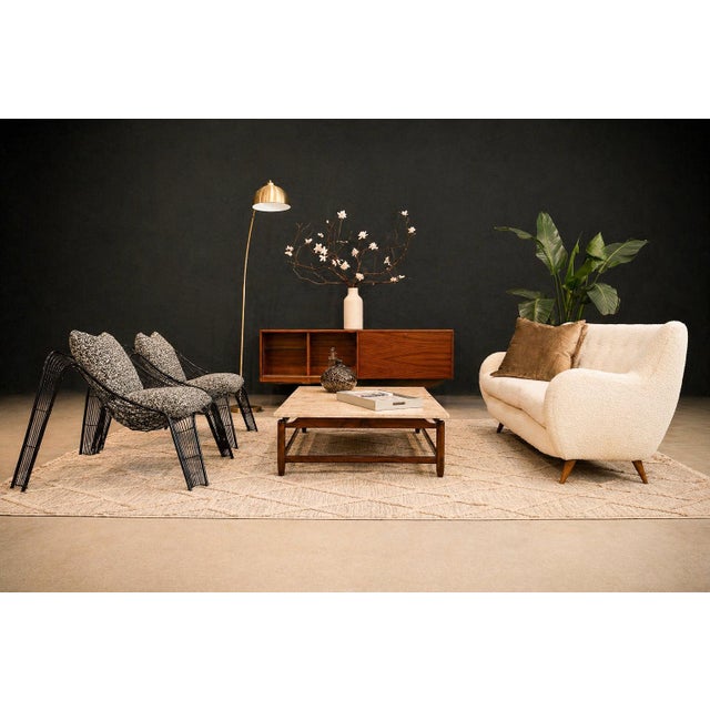 Pair of Organic-shaped Iron Armchairs with Bouclé Upholstery, Brazil, 1950s – Lot 677B For Sale - Image 16 of 18