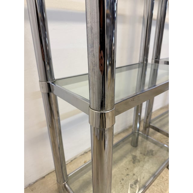Chrome Mid-Century Chrome and Glass Etageres or Bookcases, 1970s - A Pair For Sale - Image 8 of 15