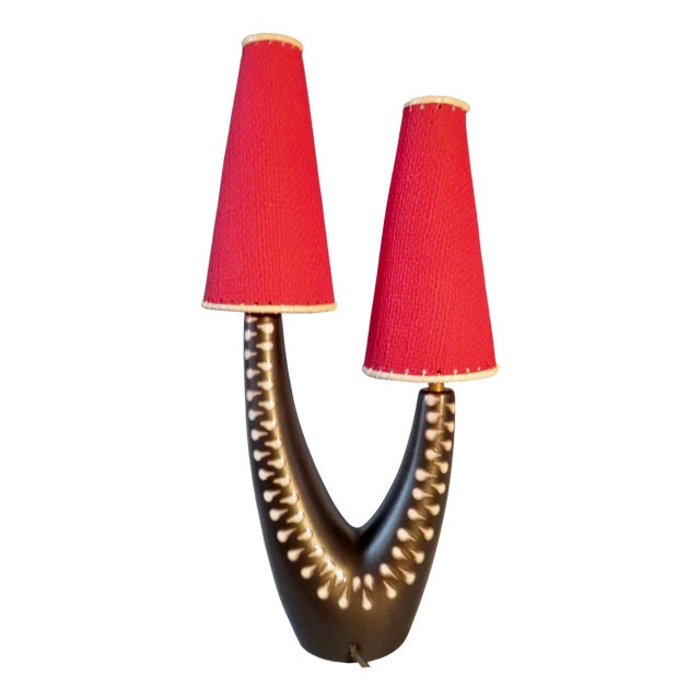 Stoneware Bedside Lamp with 2 Asymmetrical Arms from Søholm, Denmark, 1955 For Sale