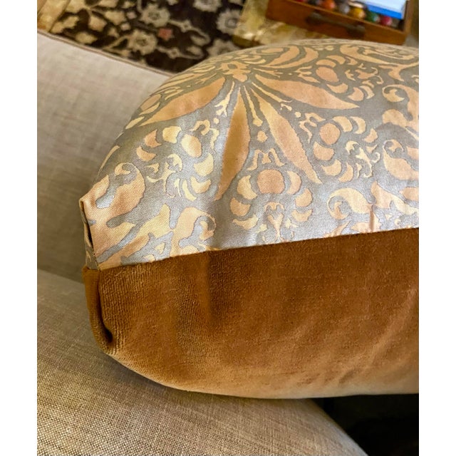 Apricot Pair of 22” Fortuny & Velvet Throw Pillows For Sale - Image 8 of 9