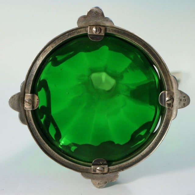 1910s Art Nouveau WMF Claret Jug and Stopper With Green Glass Liner For Sale - Image 10 of 13
