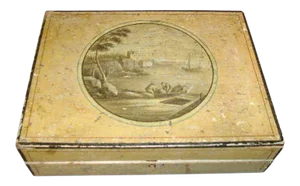 Early 19th Century Grand Tour Painted Boite de Spa or Jolité Jewelry Sewing Trinket Box