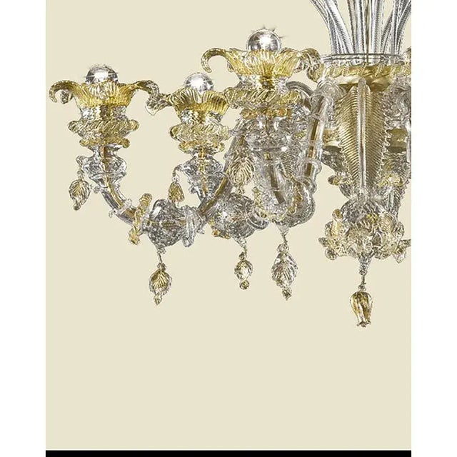 Contemporary Venetian Cà Rezzonico Floral Gold Murano Style Glass Chandelier From Simoeng For Sale - Image 3 of 7