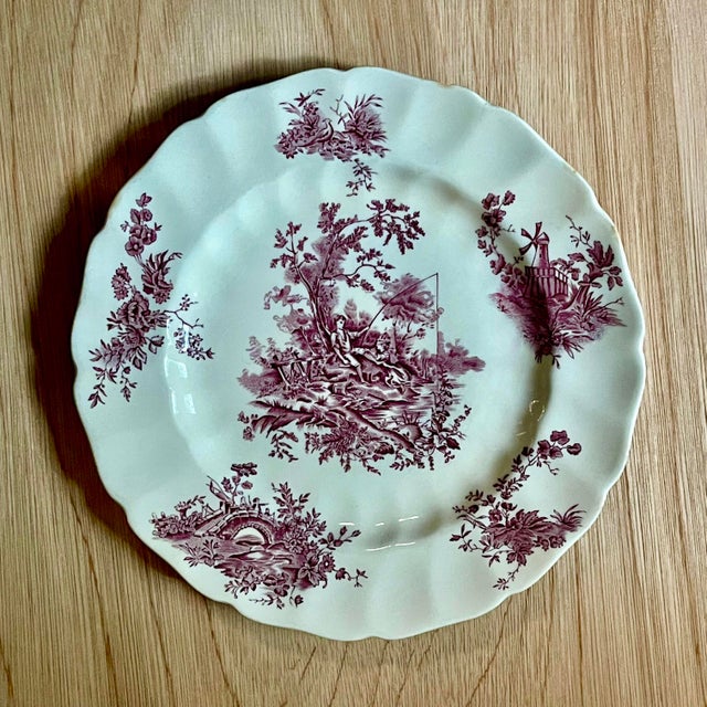 “Pastorale Toile De Jouy “ Mauve Transferware Johnson Brothers Plate For Sale - Image 9 of 10