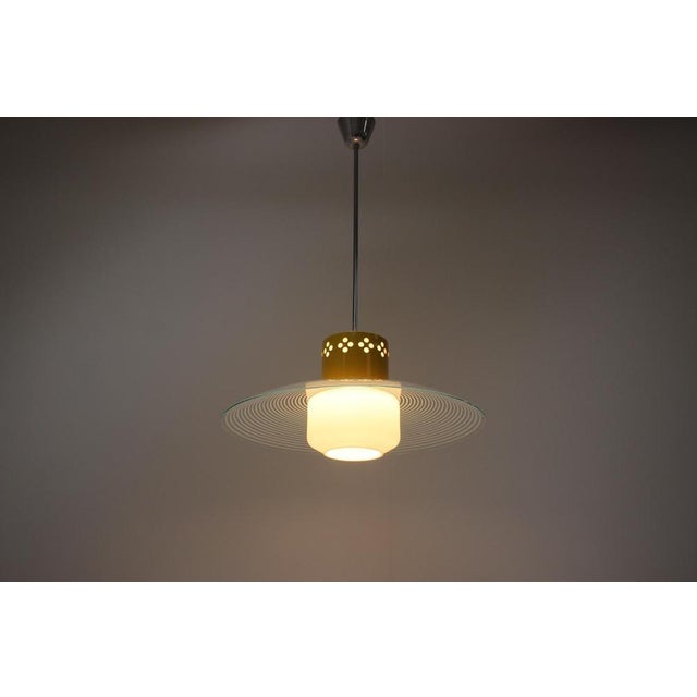 Metal Mid-Century Glass Pendant, 1970s For Sale - Image 7 of 15