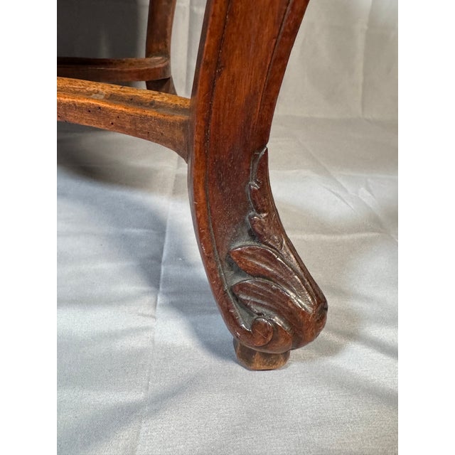 Late 19th Century Louis XV Carved Walnut Side Chair, Cream Damask For Sale - Image 11 of 14