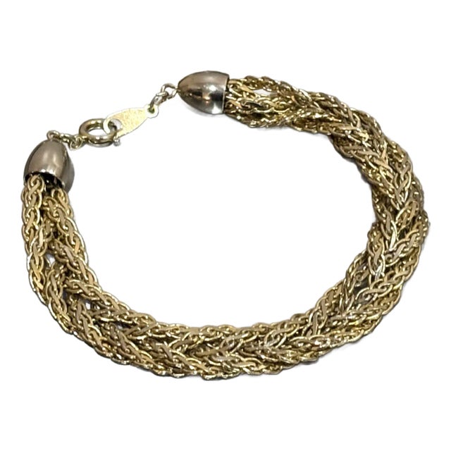 1970s-80s Gold Tone Braided Chain Bracelet For Sale