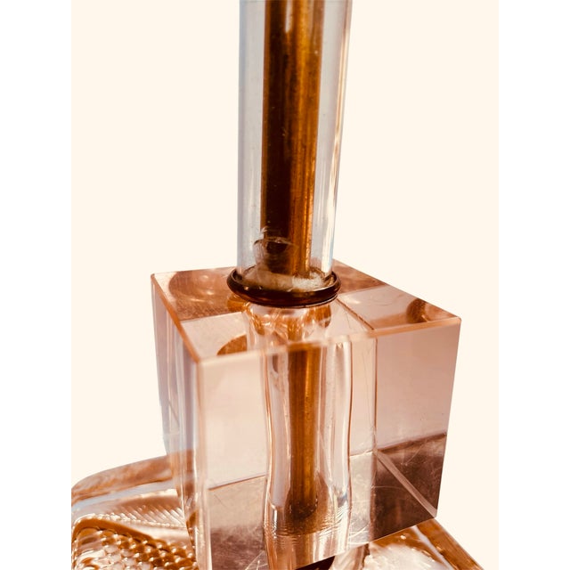 Glass 1950s Apricot Glass Table Lamp For Sale - Image 7 of 8