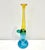 1970s Bertil Vallien Swedish Blue Green Yellow Art Glass Vase for Kosta Boda For Sale - Image 9 of 13