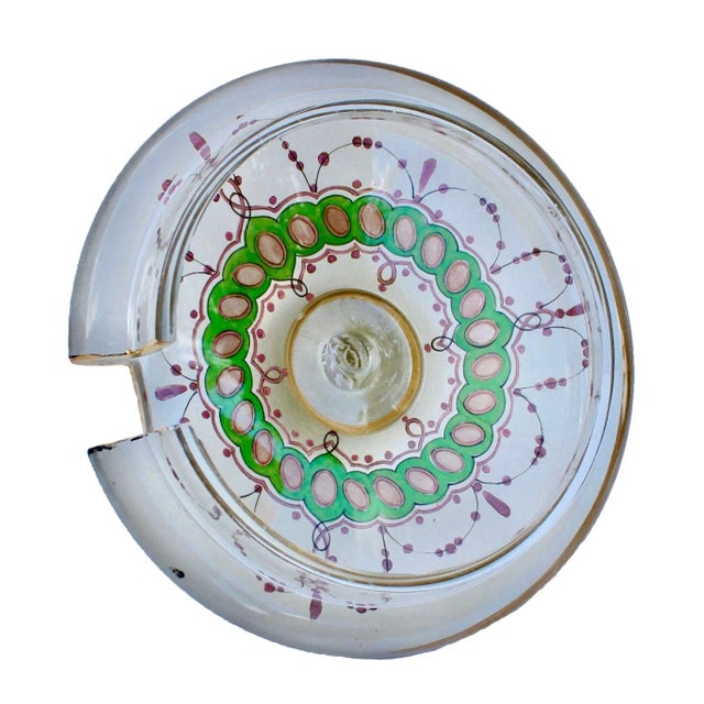 Bohemian Enameled Gold Edge Glass Punch Bowl, Set of 4 For Sale - Image 4 of 10