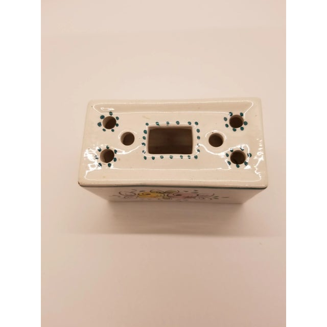 Portuguese pottery stem vase with Handpainted flowers