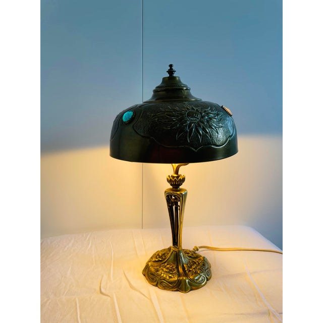 Art Nouveau Bronze Table Lamp attributed to Georges Leleu, Early 20th Century For Sale - Image 16 of 18