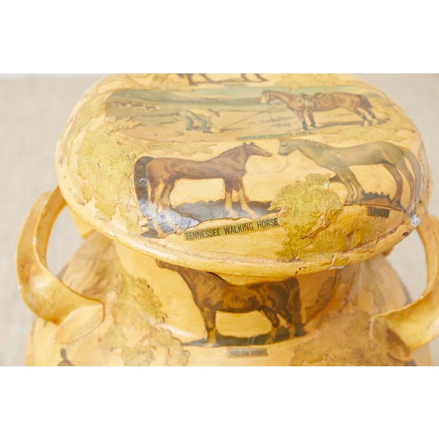 Early 20th Century Equine Decoupage Decorated Dairy Farm Milk Jug For Sale - Image 5 of 13
