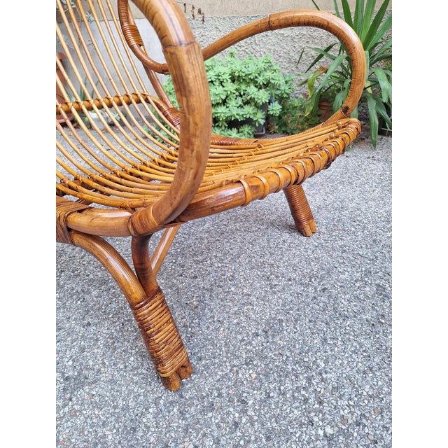 Tan Continuum Chair in Rattan and Manao by Gio Ponti for Bonacina, 1960s For Sale - Image 8 of 9