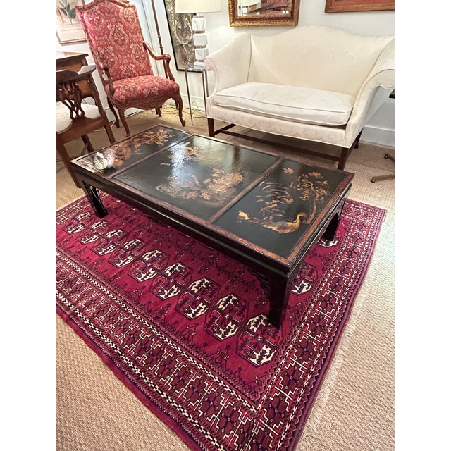 Chinoiserie Black & Gold Lacquer Coffee Table For Sale - Image 13 of 15