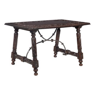 Incredible 19th Century Spanish Revival Library Table For Sale