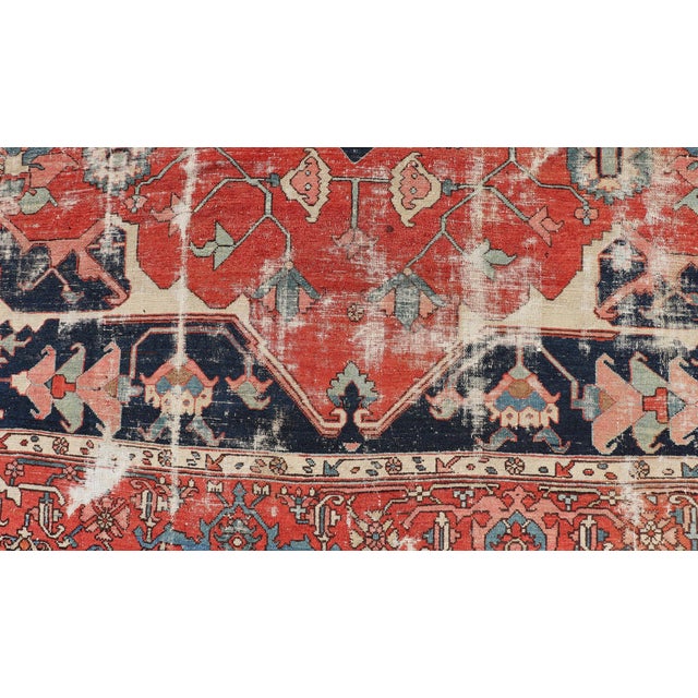 Serapi Rug Featuring Ornate Central Medallion Design and Rich Colors 10'5 X 13'1 For Sale - Image 4 of 12