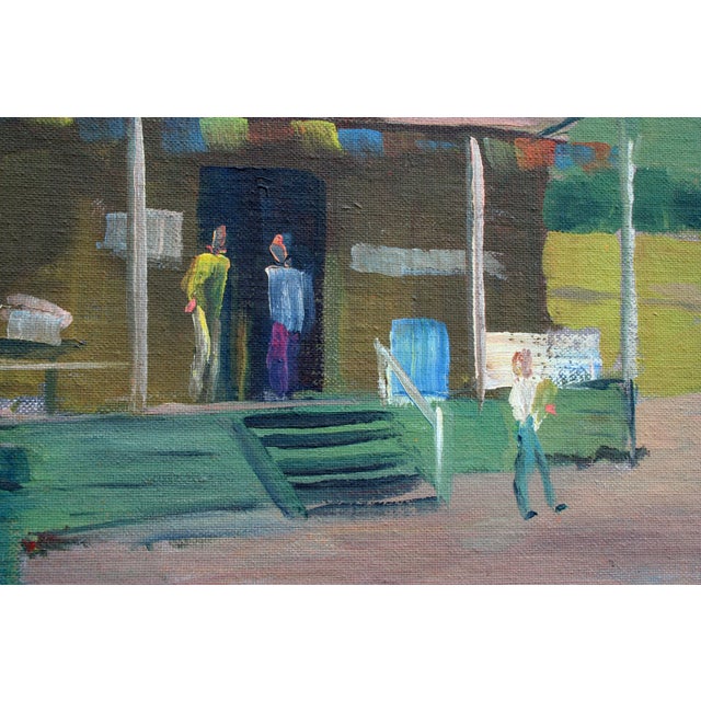 1960s Mid Century Figurative Landscape -- Aptos Village Apple Shed and Market by Jon Blanchette For Sale - Image 5 of 5
