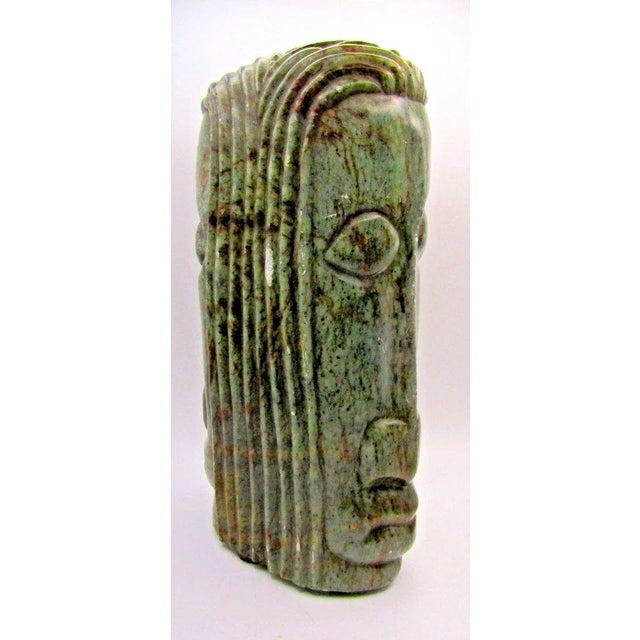1920s 1920s Guatemalan Jadeite Jade Mayan Warrior 11.5" Carving With Two Faces and Headdress For Sale - Image 5 of 13
