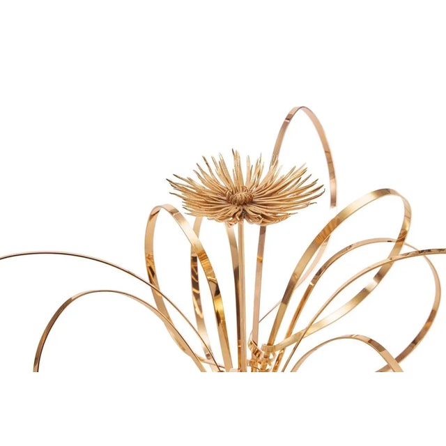 Contemporary Golden Swirls and Mum Sculpture by Art Flower Maker For Sale - Image 3 of 5