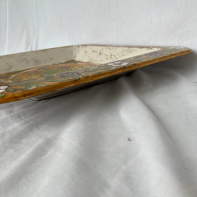 Italian Hand Painted Square Ceramic Wall Plate For Sale In Dallas - Image 6 of 12