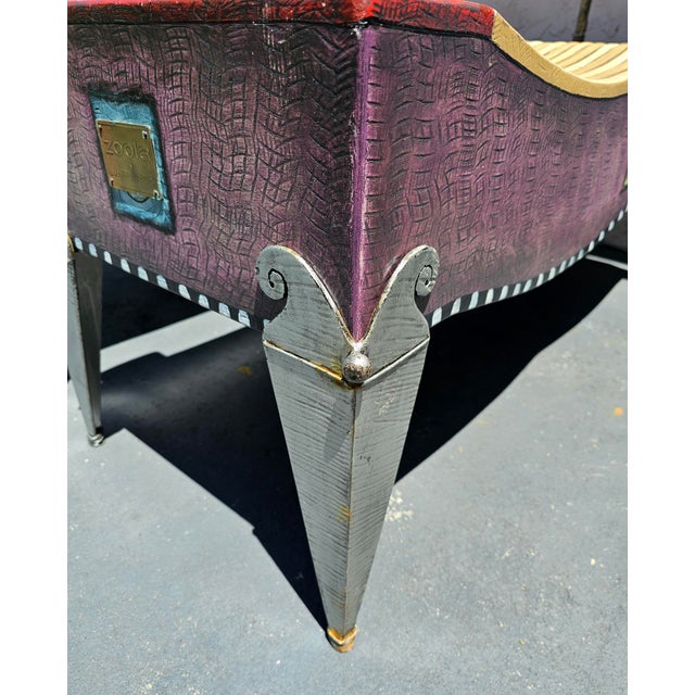 1970s Avner Zabari Zoola Mixed Media Benches- Set of 2 For Sale - Image 9 of 12