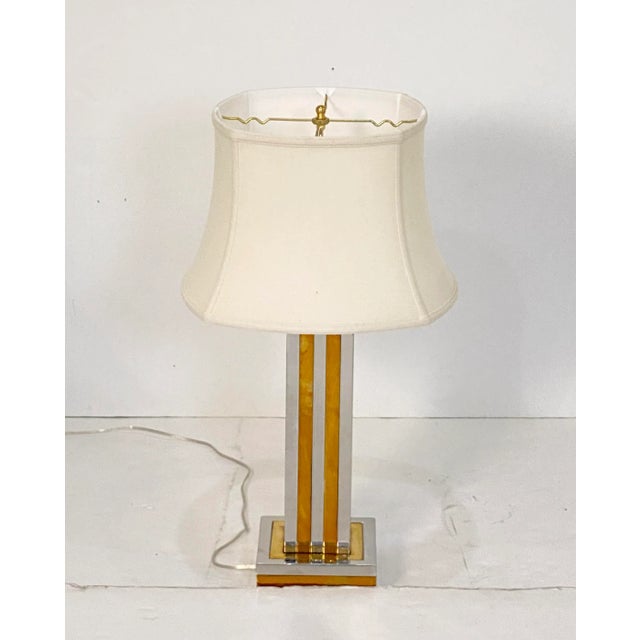 Chrome Italian Modern Table Lamp of Chrome and Brass by Romeo Rega For Sale - Image 8 of 12