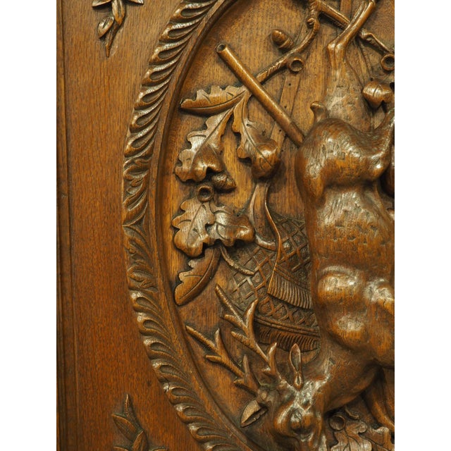 Pair of French Antique Black Forest Panels in Carved Oak, Late 19th Century For Sale - Image 13 of 18