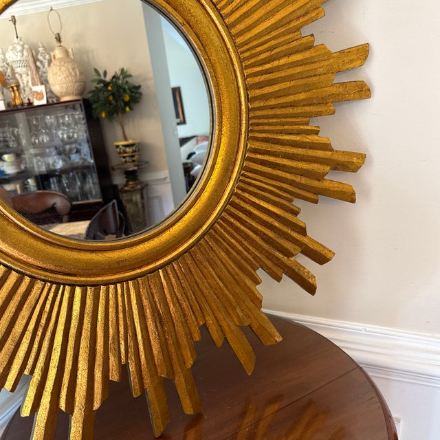 Vintage Gilded Gold Sunburst Wall Mirror For Sale In Atlanta - Image 6 of 9