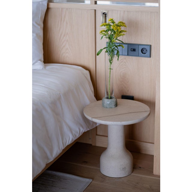 Peso Minimalist Round Side Table in Limestone by Depping & Jørgensen For Sale - Image 4 of 13