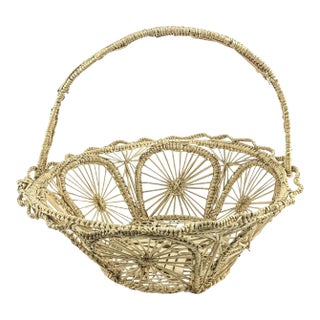 Vintage Lace Basket Artisan Made in Columbia For Sale