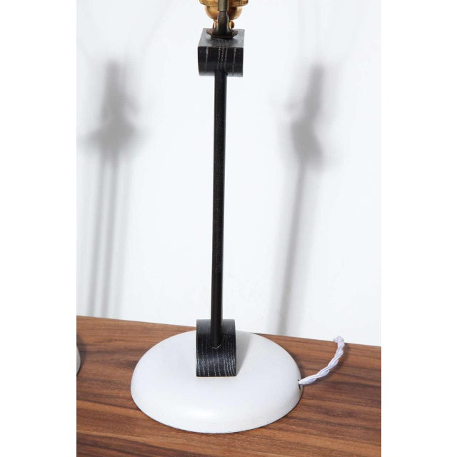 1940s 1940s Russel Wright Style Deco Black & White Table Lamps - a Pair For Sale - Image 5 of 10