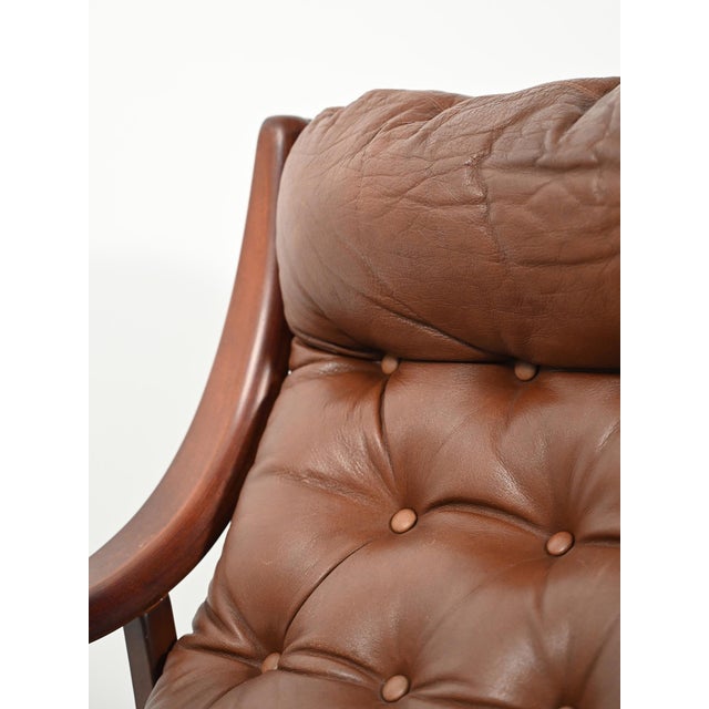Wood Danish Armchairs in Brown Leather from JM Birking, 1960s, Set of 2 For Sale - Image 7 of 16