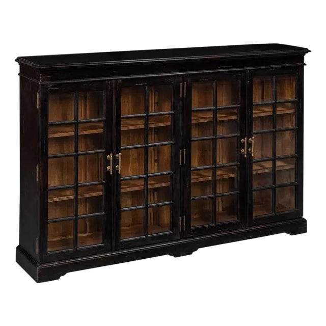 Morgan Glass Doors Low Sideboard by Sarreid LTD For Sale
