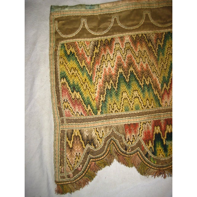 Textile Pair of Flame Stitch Bargello Embroidery Valence 18 Century For Sale - Image 7 of 14