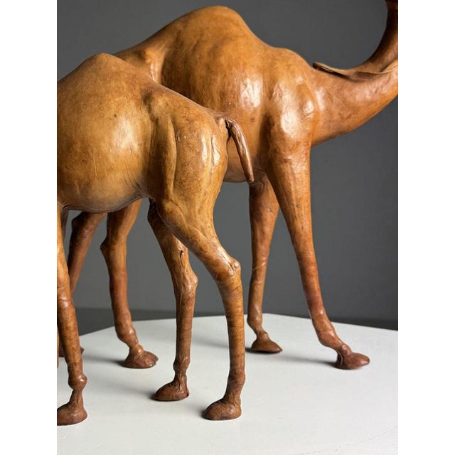 Leather Decorative Statues of Dromedaries, Set of 2 For Sale - Image 3 of 17