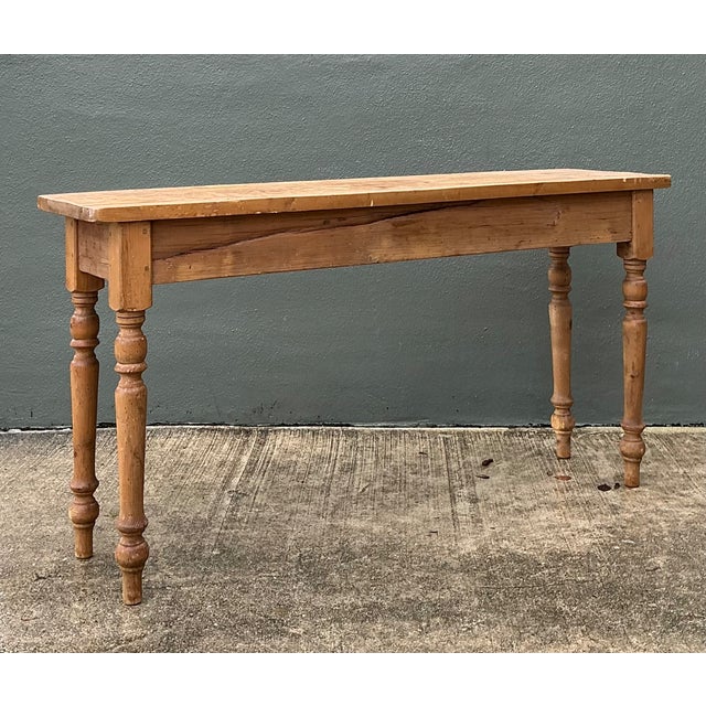 Vintage Rustic Pine Console Table For Sale In West Palm - Image 6 of 12