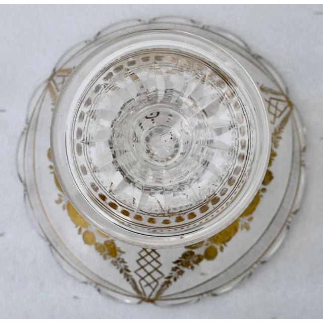 Moser Glassworks Antique Bohemian Unsigned Moser Cut Crystal Compote Bowl W/Gold Details For Sale - Image 4 of 12