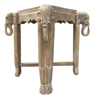 Late 20th Century Cerused Hand Carved Elephant Center / Accent Table.